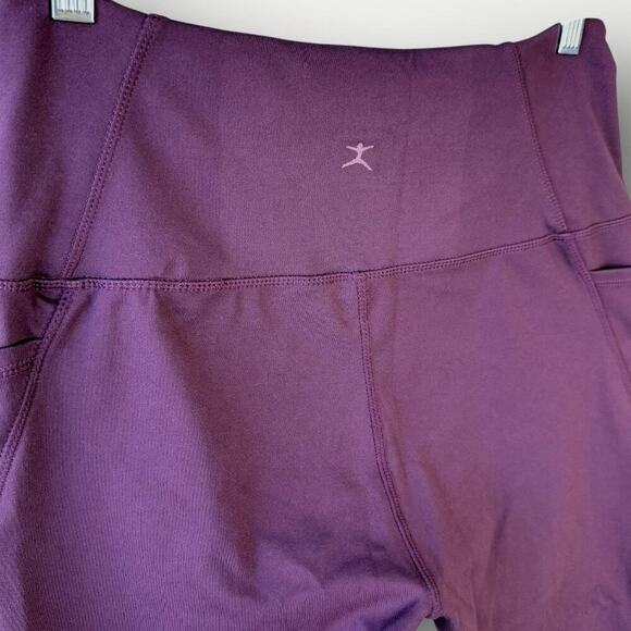 Danskin Activewear Yoga Gym Workout Tight Leggings Pocket High Rise Size L Plum - Picture 10 of 16